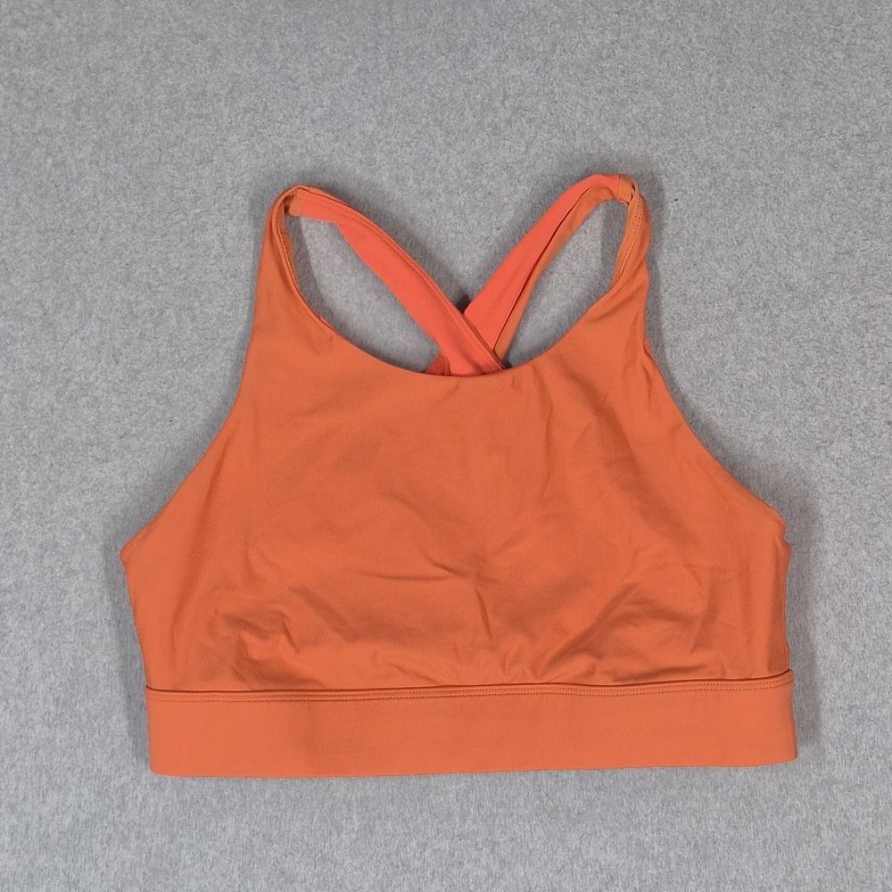 Fabletics Women Sports Bra Large Orange Crossback Pullover